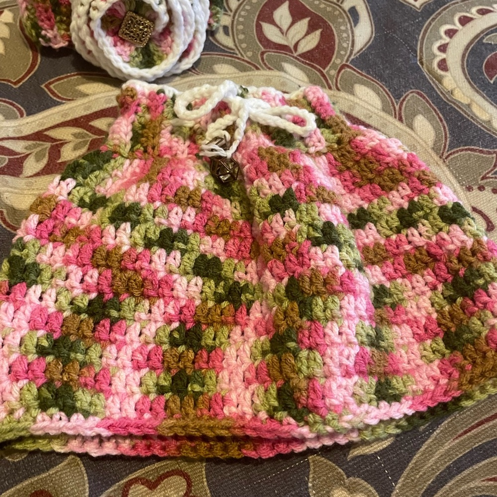 Craft Pink and Green Crochet Kids Casual Dress